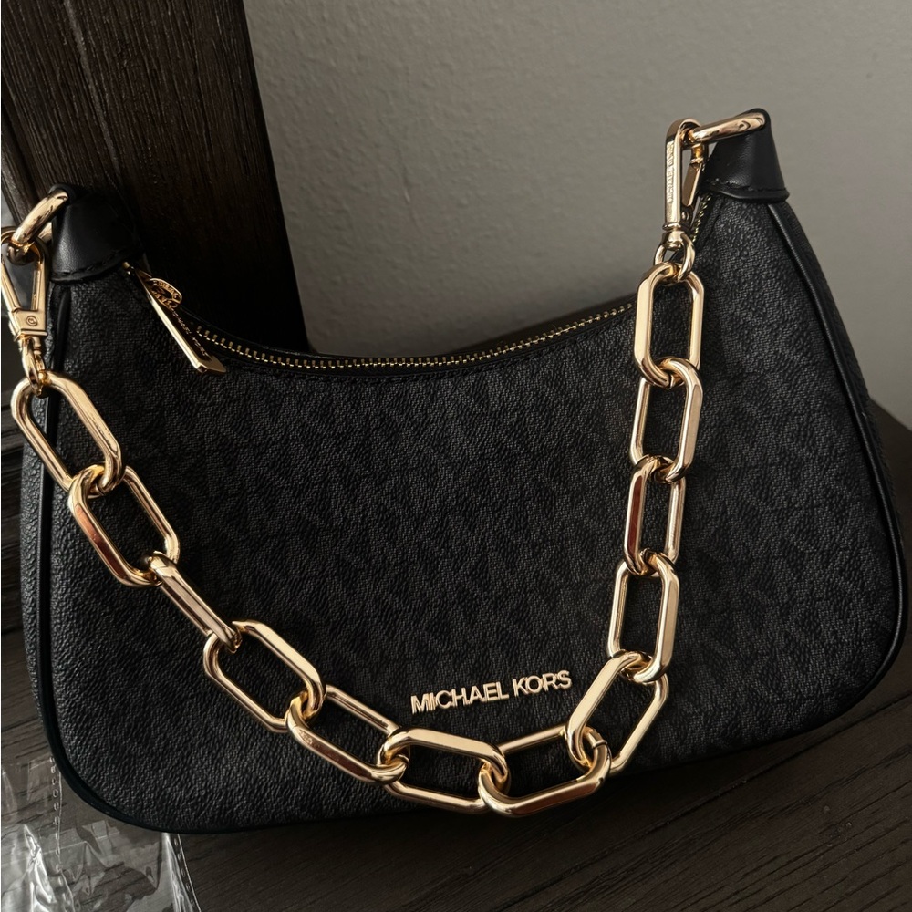 Michael Kors Black Shoulder Bag with Gold Chain